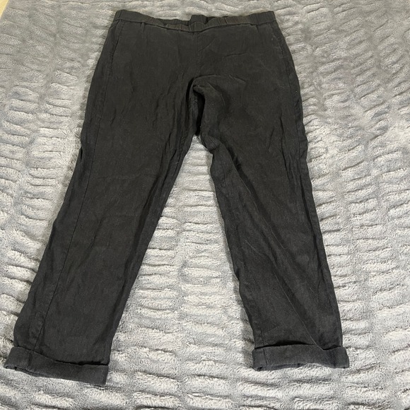 J. Jill Pants - J. Jill Black Linen Stretch Pull On Tapered Cuffed Pants Large AP956